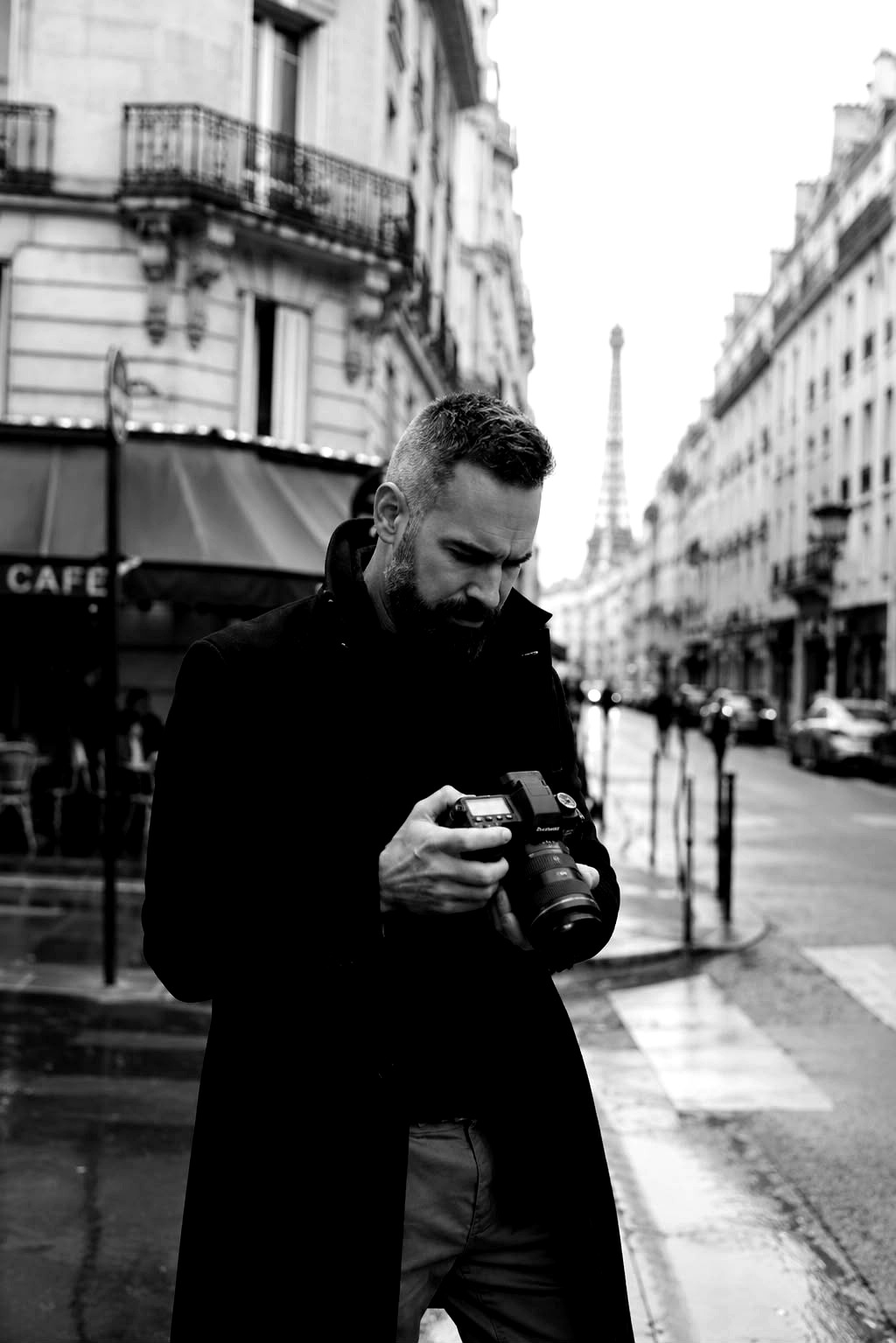 Kevin Fägner, black and white portrait, Paris